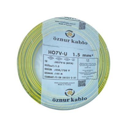 Öznur 1,5 NYA Kablo (Sarı-Yeşil) resmi