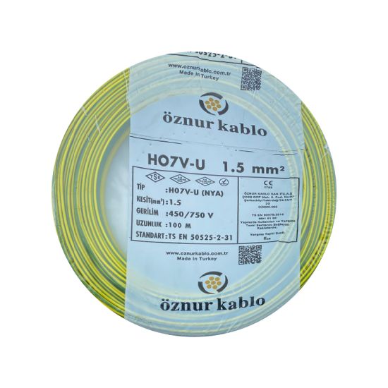 Öznur 1,5 NYA Kablo (Sarı-Yeşil) resmi