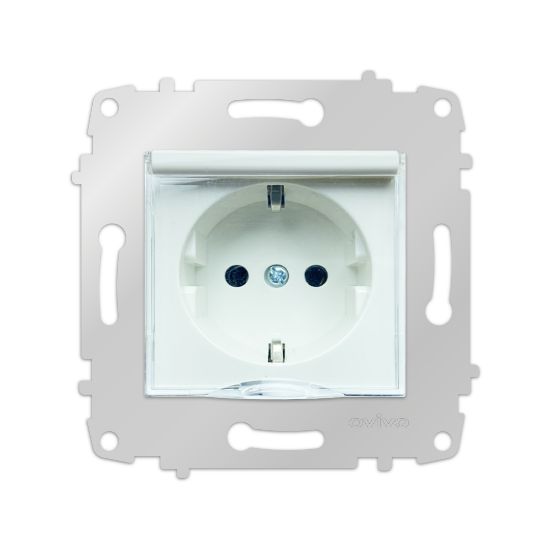 Ovivo Grano Kapaklı Topraklı Priz (Beyaz) resmi