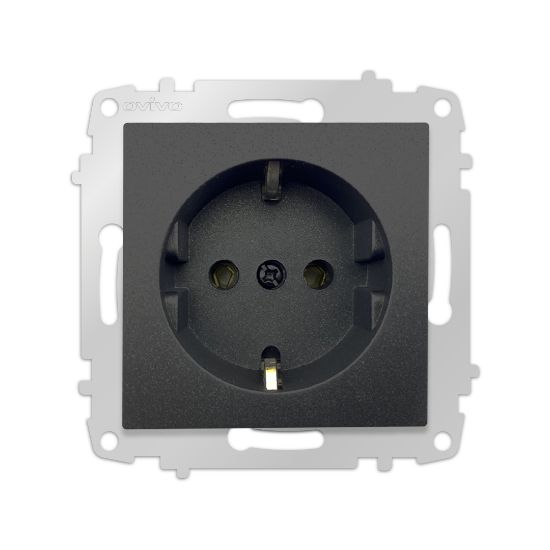 Ovivo Grano Topraklı Priz (Siyah) resmi