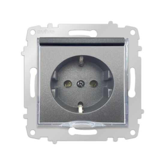 Ovivo Grano Kapaklı Topraklı Priz (Füme) resmi