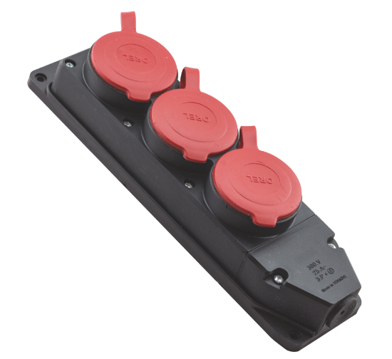 Orel 3x25 Kauçuk 3'lü Trifaze Grup Priz resmi