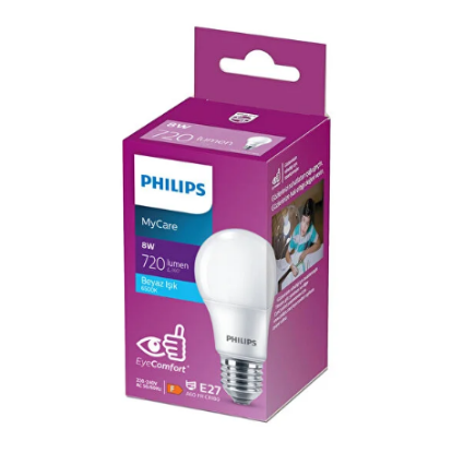 Philips 8W Led Ampül (Beyaz) (Orjinal) resmi