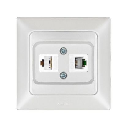 Nead Aras Beyaz İnci Data+Nümeris Priz (CAT5+CAT3) resmi