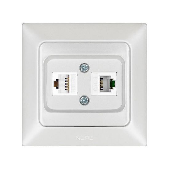 Nead Aras Beyaz İnci Data+Nümeris Priz (CAT5+CAT3) resmi