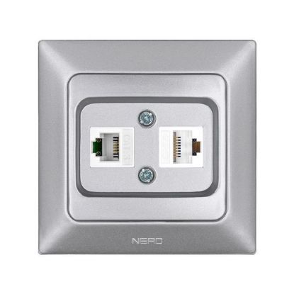 Nead Aras Gümüş Data+Nümeris Priz (CAT6+CAT3) resmi