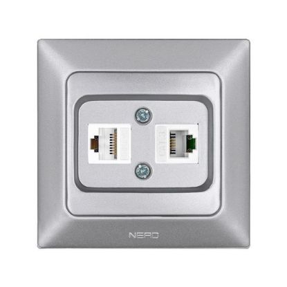 Nead Aras Gümüş Data+Nümeris Priz (CAT5+CAT3) resmi