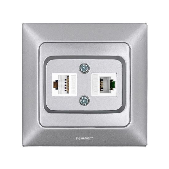 Nead Aras Gümüş Data+Nümeris Priz (CAT5+CAT3) resmi
