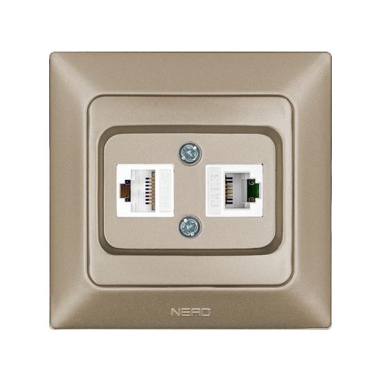 Nead Aras Metalik Bej Data+Nümeris Priz (CAT5+CAT3) resmi
