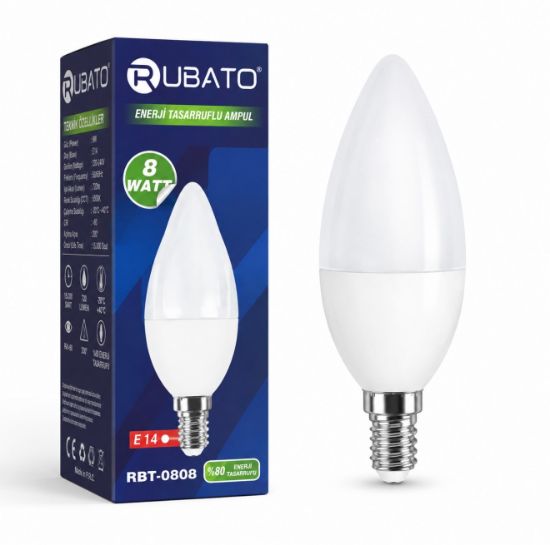 Rubato 8W e14 Buji Led Ampül (6500K) Beyaz resmi